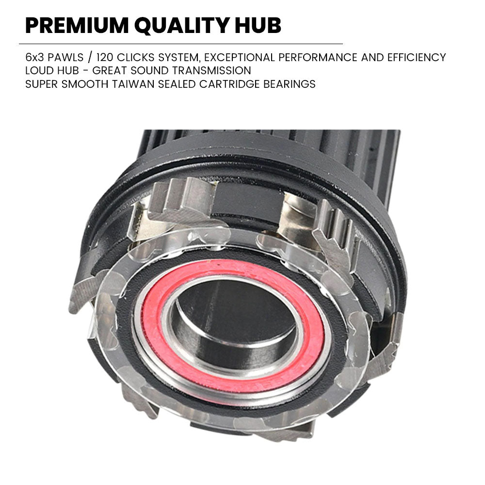 Boost 141mm QR 29" 29er (ETRTO 622x25) MTB Mountain Trail Bike REAR Wheel 9/10/11/12 Speed - HG / Shimano Micro Spline / SRAM XD - 6x Pawls Sealed Bearings (6 Bolt) Disc Brake Hub - Tubeless Compatible