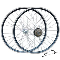 QR 29" 29er (ETRTO 622x19) MTB Mountain Bike Wheel Set Shimano 6/7 Speed Freewheel - Rim & Disc Brake Compatible - Sealed Bearings Hubs - Double Wall Rims - 32x Silver Spokes