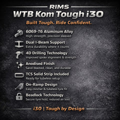 WTB KOM TOUGH i30 (Boost Thru Axle 12x148mm/15x110mm) 27.5" / 29" MTB Bike Wheelset - SHIMANO Deore XT 12 Speed Micro Spline - Pillar PSR Spokes - Tubeless Compatible System