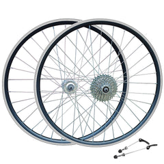 QR 29" 29er (ETRTO 622x19) MTB Mountain Bike Wheel Set 7/8/9 Speed Freewheel - Sealed Bearings Hubs - Double Wall Rims - 32x Silver Spokes