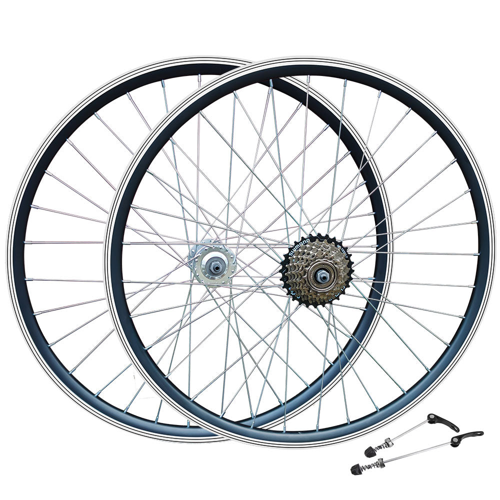 700c Hybrid Wheel Set – QR – Rim & Disc Brake – Shimano 6/7 Speed Freewheel