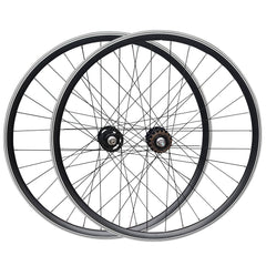 700c (ETRTO 622x15) Fixed Fixie Single Speed Bike Wheel Set Flip Flop Hub - Sealed Bearings Black Hubs - 32x Black Spokes - Double Wall