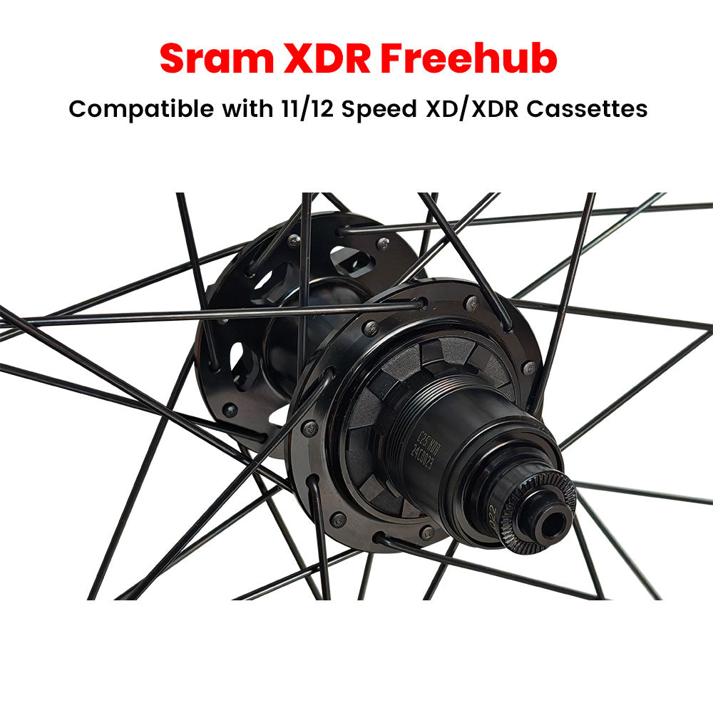 HIGH END - 700C GRAVEL SPECIFIC DISC WHEELSET - QR / THRU AXLE 700c (ETRTO 622x25) CX Cyclocross Gravel Bike Wheelset 8/9/10/11/12 Speed - HG / SRAM XD XDR - Premium 6x3 Pawls Taiwan Sealed Bearings Hubs - Tubeless Compatible - 1770g