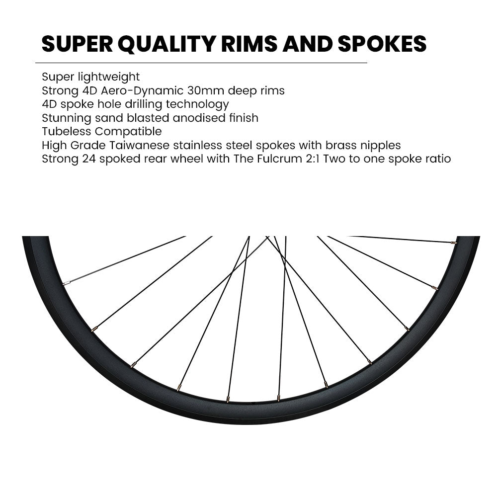 QR 700c Road Racing Bike Wheel Set 8/9/10/11 Speed - Taiwan Sealed Bearings Hubs - High Strength 4D Aero-Dynamic Sleeved Rims - Tubeless Compatible - Super Lightweight 1700g
