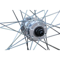 QR 700c 28" (ETRTO 622x19) Hybrid Bike Wheel Set 7/8/9 Speed Freewheel - Rim & Disc Brake Compatible - Sealed Bearings Hubs - Double Wall Rims - 32x Silver Spokes