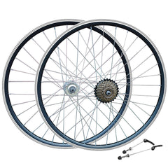 QR 26" (ETRTO 559x19) Mountain Bike Front Rear Wheel Set Shimano 6/7 Speed Freewheel - Sealed Bearings Hubs - Rim & Disc Brake Compatible - Double Wall
