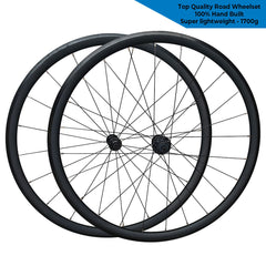 QR 700c Road Racing Bike Wheel Set 8/9/10/11 Speed - Taiwan Sealed Bearings Hubs - High Strength 4D Aero-Dynamic Sleeved Rims - Tubeless Compatible - Super Lightweight 1700g