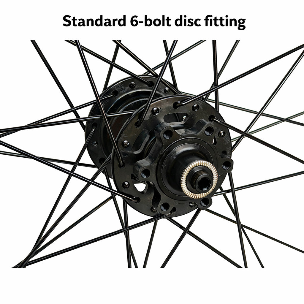700c Road / Hybrid / CX / Gravel Front Wheel – 6-Bolt Disc – QR / Thru Axle – 20mm Rim – Tubeless Compatible – 840g
