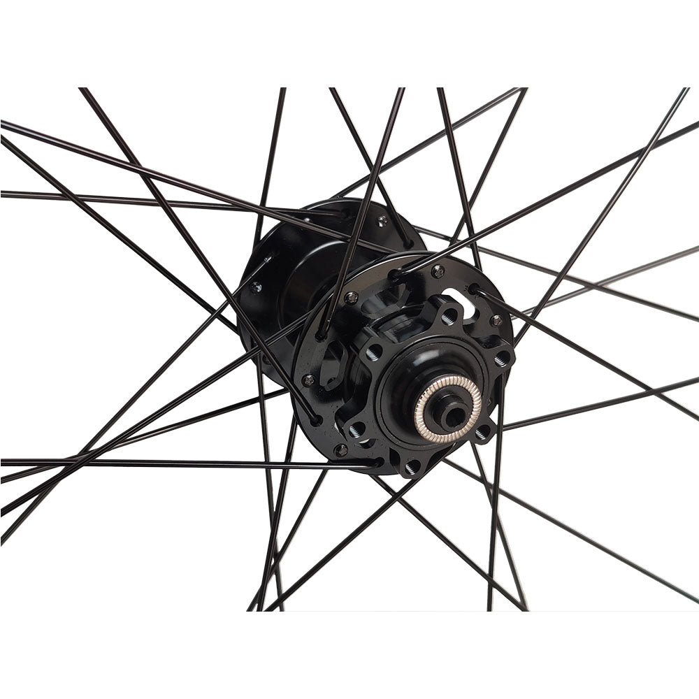 QR / THRU AXLE 700c (ETRTO 622x19) Road Hybrid CX Cyclocross Gravel Bike FRONT Wheel - Taiwan Sealed Bearings (6 Bolt) Disc Brake Hub - 32x Black Spokes - Lightweight 930g