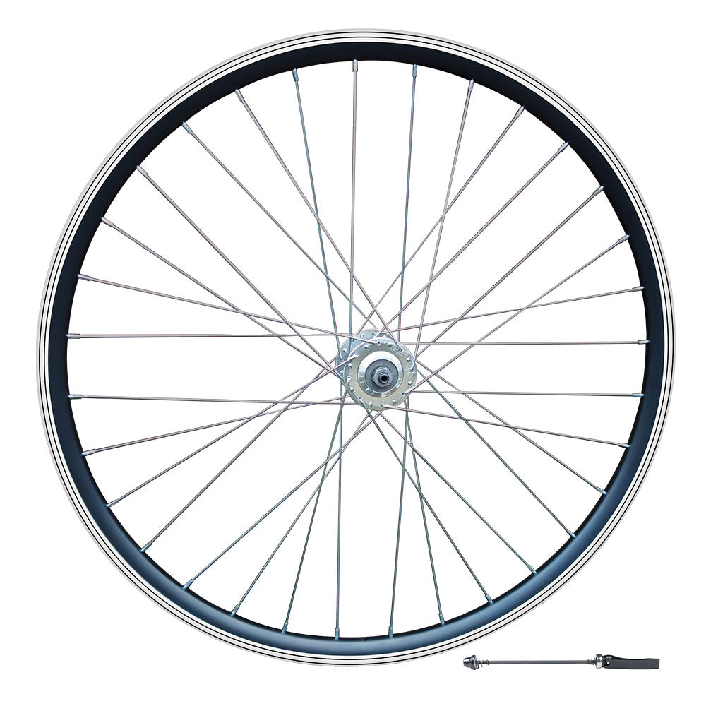 QR 700c 28" (ETRTO 622x19) Hybrid Bike FRONT Wheel - Rim & Disc Brake Compatible - Sealed Bearings Hub - Double Wall Rim - 32x Silver Spokes