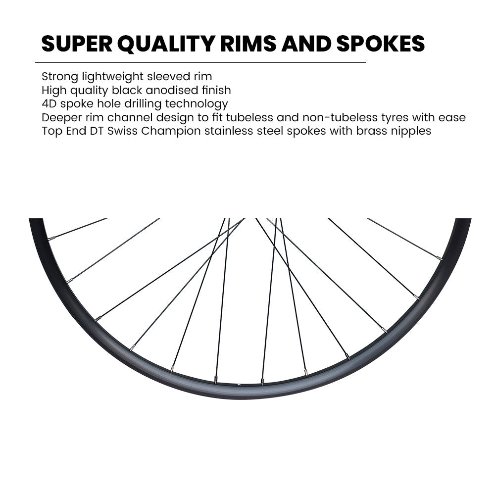 700c Road / Hybrid / CX / Gravel Wheel Set – 6-Bolt Disc – QR / Thru Axle – 20mm Rim – Tubeless Compatible – Performance Hubs – HG / XDR – 8–12 Speed – 1790g