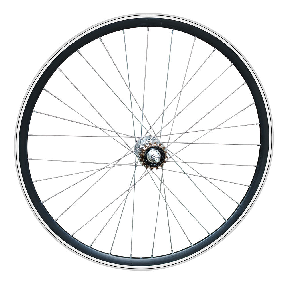 700c (ETRTO 622x15) Fixed Fixie Single Speed Bike REAR Wheel Flip Flop Hub - Sealed Bearings Silver Hub - 32x Silver Spokes - Double Wall