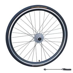 Turbo Trainer QR 700c 28" (ETRTO 622x19) Hybrid Bike Rear Wheel + Continental HomeTrainer Tyre Fitted - 7/8/9/10 Speed - Sealed Bearings Hub