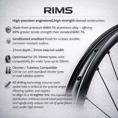 700c Road Rear Wheel – Center Lock Disc – QR / Thru Axle – 21mm Rim – Tubeless Compatible – Performance Hubs – HG / XDR / Microspline – 8–12 Speed – 810g