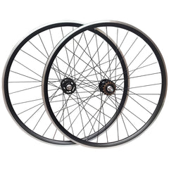 700c (ETRTO 622x15) Fixed Fixie Single Speed Bike Wheel Set Flip Flop Hub - Sealed Bearings Black Hubs - 32x Black Spokes - Double Wall