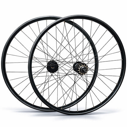 26” MTB / Dirt Jump Wheel Set – 6-Bolt Disc – 20×110 Front / 10×135 Rear – 25mm Rim – Tubeless Compatible – Performance Hubs – Single Speed