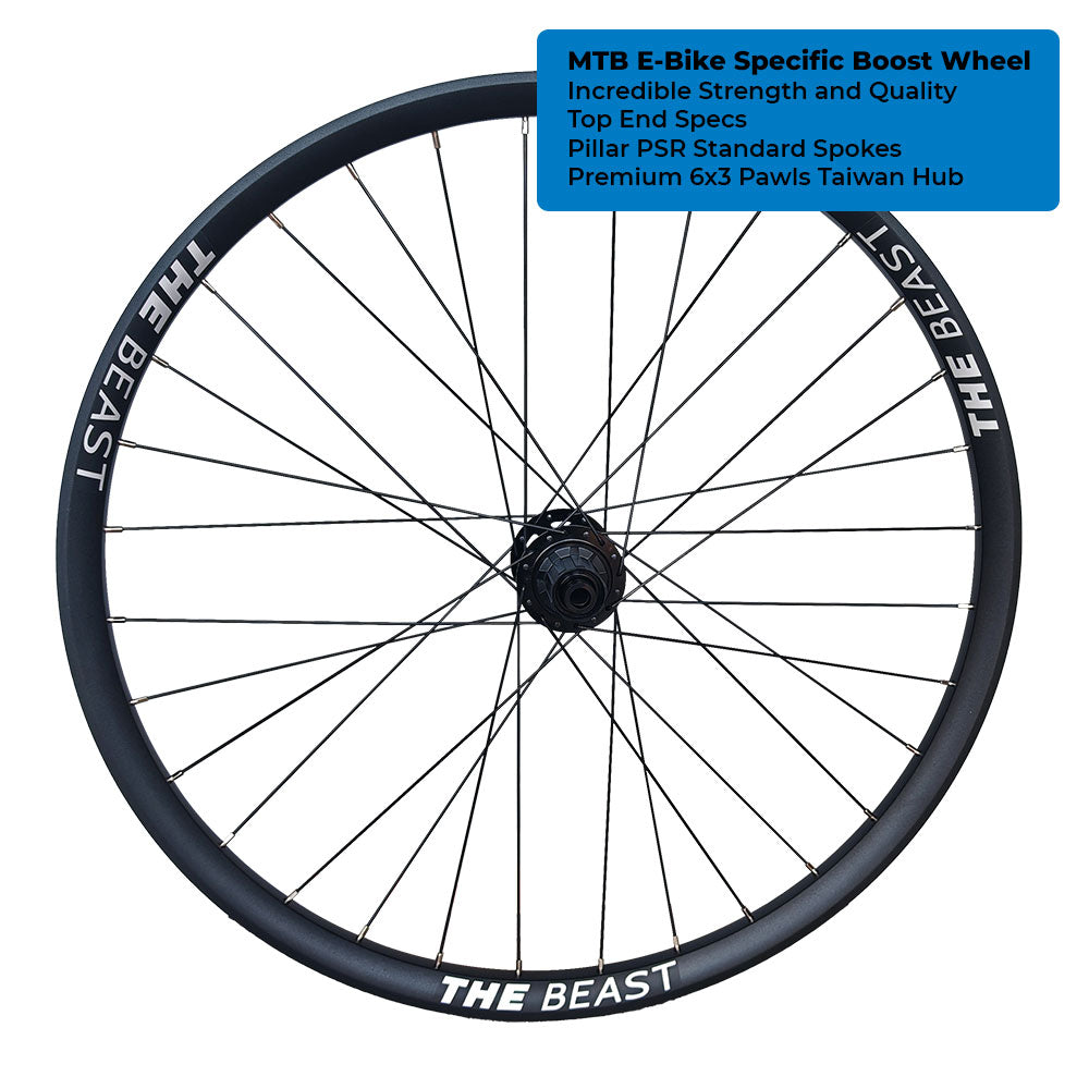 HIGH END - 12x148mm BOOST THRU AXLE 29" 29er (ETRTO 622x30) Mountain MTB E-Bike Specific REAR Wheel 8/9/10/11/12 Speed - HG / SRAM XD / Shimano Microspline - Pillar PSR Spokes - Super High Strength 4D Rim - Tubeless Compatible