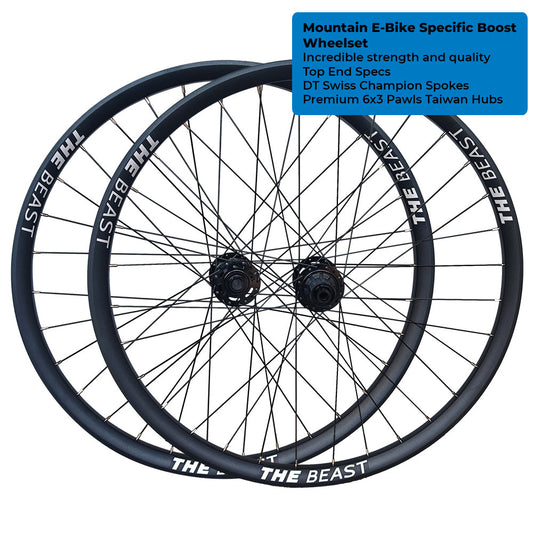 HIGH END - BOOST THRU AXLE 29" 29er (ETRTO 622x30) Mountain MTB E-Bike Specific Wheelset 8/9/10/11/12 Speed - HG / SRAM XD / Shimano Microspline - Pillar PSR Spokes - Super Strong 4D Rims - Tubeless Compatible