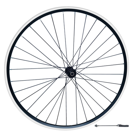 QR 700c (ETRTO 622x15) Road Racing Bike FRONT Wheel - Sealed Bearings Hub - Double Wall - 32x Black Spokes