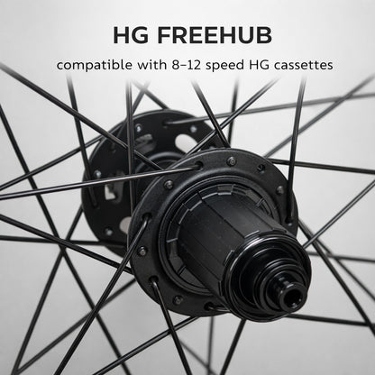 700c Road Wheel Set – Center Lock Disc – Thru Axle – 38mm deep section Rim – Tubeless Compatible – Performance Hubs – HG / XDR – 8–12 Speed – 1680g