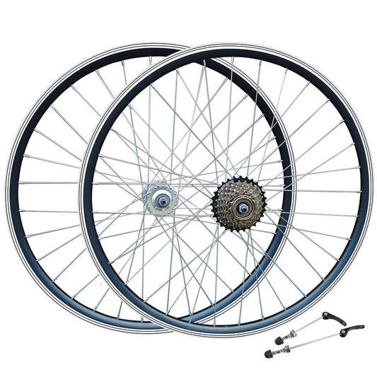 700c Hybrid Wheel Set – QR – Rim & Disc Brake – Shimano 6/7 Speed Freewheel