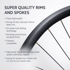 700c Road Wheel Set – Rim Brake – QR – 17mm Rim – Tubeless Compatible – 8–11 Speed – 1700g