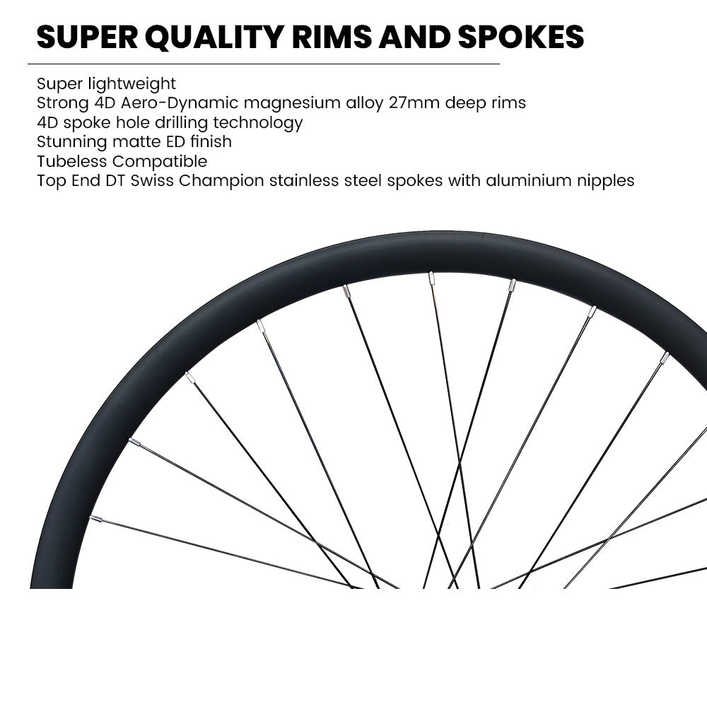 HIGH END - 700C GRAVEL SPECIFIC DISC WHEELSET - QR / THRU AXLE 700c (ETRTO 622x25) CX Cyclocross Gravel Bike Wheelset 8/9/10/11/12 Speed - HG / SRAM XD XDR - Premium 6x3 Pawls Taiwan Sealed Bearings Hubs - Tubeless Compatible - 1770g