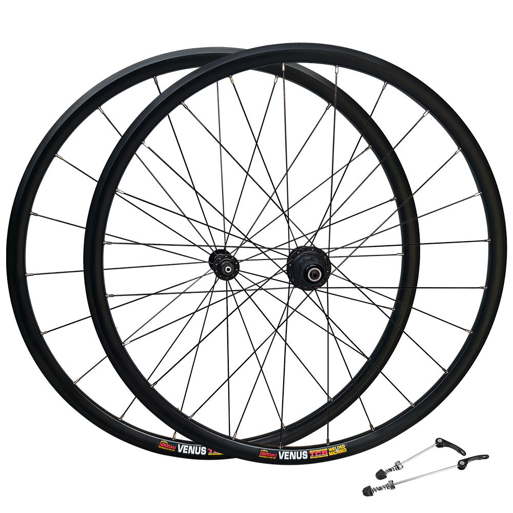 QR 700c (ETRTO 622x14) Road Racing Bike Wheel Set 8/9/10/11 Speed - Premium 6x3 Pawls Taiwan Sealed Bearings Hubs - DT Swiss Champion Spokes - Ultra Lightweight 1590g