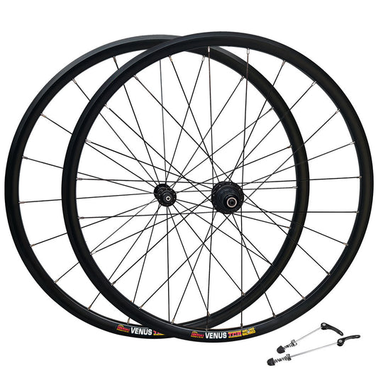 QR 700c (ETRTO 622x14) Road Racing Bike Wheel Set 8/9/10/11 Speed - Premium 6x3 Pawls Taiwan Sealed Bearings Hubs - DT Swiss Champion Spokes - Ultra Lightweight 1590g