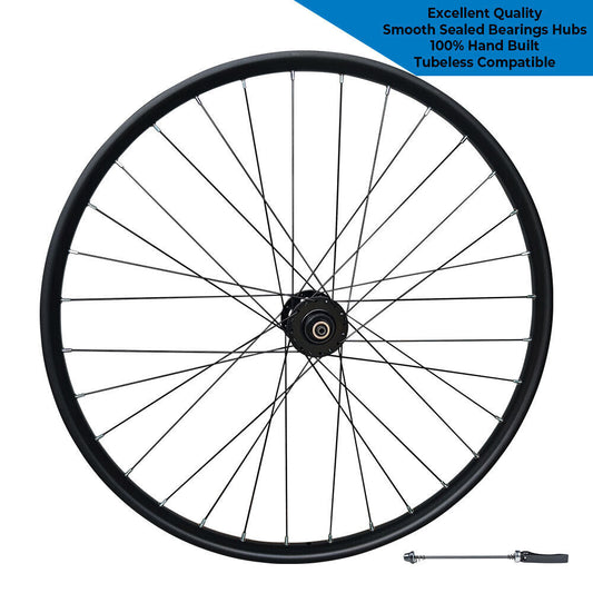 QR 700c 28" (ETRTO 622x25) Hybrid CX Gravel Bike FRONT Wheel - Taiwan Smooth Sealed Bearings Hub  - High Strength Sleeved Rim - Tubeless Compatible