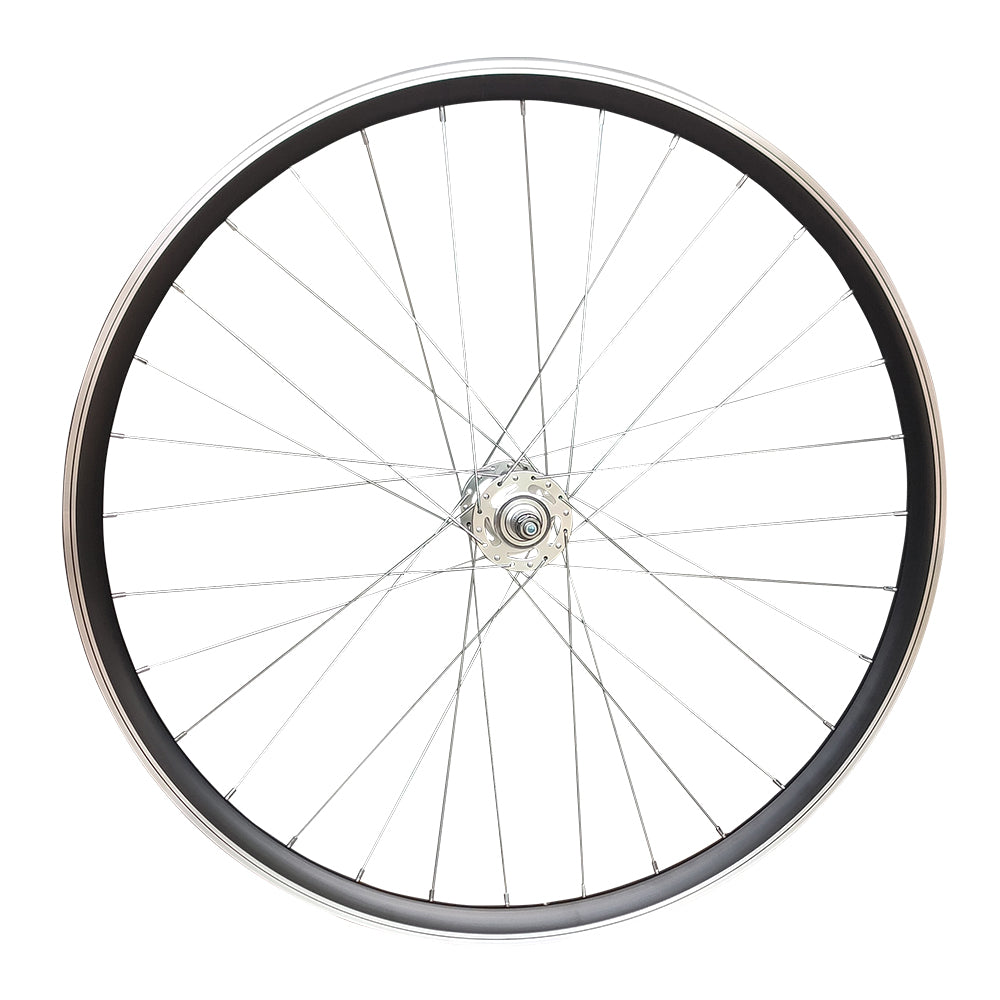 700c (ETRTO 622x15) Fixed Fixie Single Speed Bike FRONT Wheel - Sealed Bearings Silver Hub - 32x Silver Spokes - Double Wall