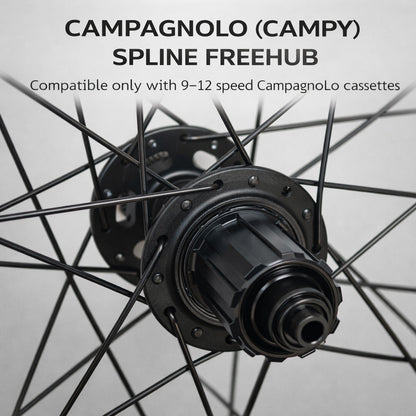 700c Hybrid / CX / Gravel Rear Wheel – Center Lock Disc – QR / Thru Axle – 25mm Rim – Tubeless Compatible – Performance Hubs – HG / XDR / Microspline / Campagnolo – 8–12 Speed - 925g