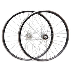 700c (ETRTO 622x15) Fixed Fixie Single Speed Bike Front Rear Wheel Set Flip Flop Hub - Sealed Bearings (Silver) Hubs - 32x Silver Spokes - Double Wall