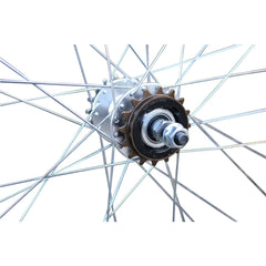 700c (ETRTO 622x15) Fixed Fixie Single Speed Bike REAR Wheel Flip Flop Hub - Sealed Bearings Silver Hub - 32x Silver Spokes - Double Wall