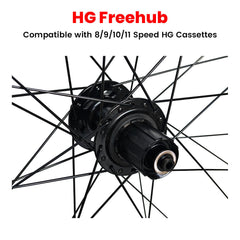 QR / THRU AXLE 700c (ETRTO 622x19) Road Hybrid CX Cyclocross Gravel Bike Wheelset 8/9/10/11/12 Speed - HG / SRAM XD/XDR - 6x Pawls Taiwan Sealed Bearings (6 Bolt) Disc Brake Hubs - 32x Black Spokes - Lightweight 1960g