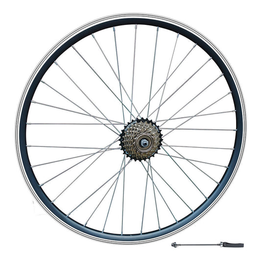 QR 26″ (ETRTO 559x19) Mountain Bike REAR Wheel Shimano 6/7 Speed Freewheel - Sealed Bearings Hub - Rim & Disc Brake Compatible - Double Wall