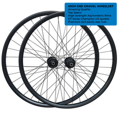 QR / THRU AXLE 700c (ETRTO 622x25) Hybrid CX Gravel Bike DISC Wheel Set 8/9/10/11/12 Speed - HG / SRAM XD XDR - Premium 6x3 Pawls Taiwan Sealed Bearings Hubs - DT SWISS CHAMPION SPOKES - Tubeless Compatible - Weight 2085g