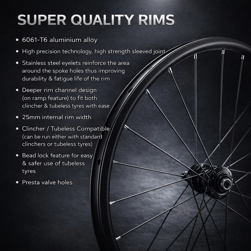 27.5” MTB Wheel Set – 6-Bolt Disc – QR / Thru Axle / Boost – 25mm Rim – Tubeless Compatible – Performance Hubs – HG / Microspline / XD – 8–12 Speed