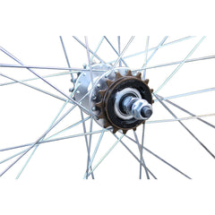 700c (ETRTO 622x15) Fixed Fixie Single Speed Bike Front Rear Wheel Set Flip Flop Hub - Sealed Bearings (Silver) Hubs - 32x Silver Spokes - Double Wall