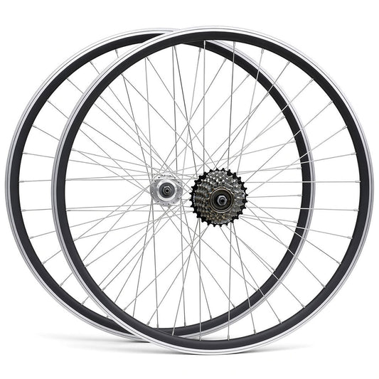 700c Hybrid Wheelset – Rim & Disc Brake – QR – 19mm Rim – Shimano 6/7 Speed Freewheel