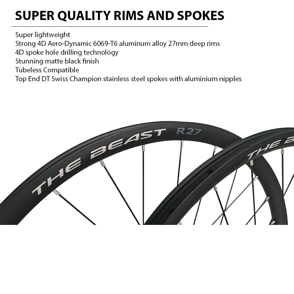 700c Gravel Wheel Set – 6-Bolt Disc – QR / Thru Axle – 25mm Rim – Tubeless – Performance Hubs – HG / XD / XDR – 8–12 Speed – 1770g