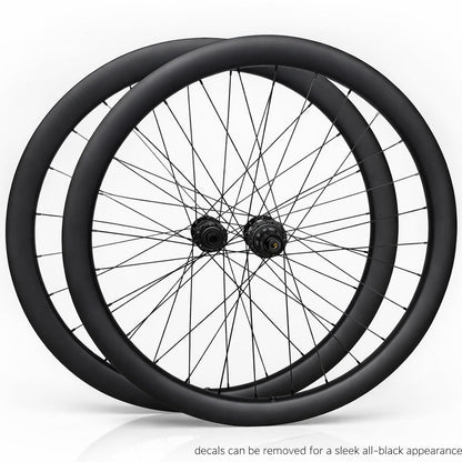 CARBON FIBRE 700c Road Wheel Set – Center Lock Disc – QR / Thru Axle – 22mm Rim – Tubeless Compatible – Performance Hubs – HG / XDR / Microspline – 8–12 Speed - 1455g