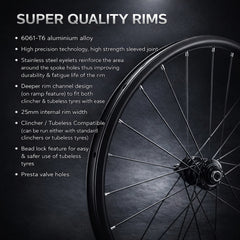 QR / THRU AXLE / BOOST 29" 29er (ETRTO 622x25) MTB Mountain Enduro Trail Bike Disc Brake FRONT Wheel - Sealed Bearings (6 Bolt) Disc Hub - Tubeless Compatible